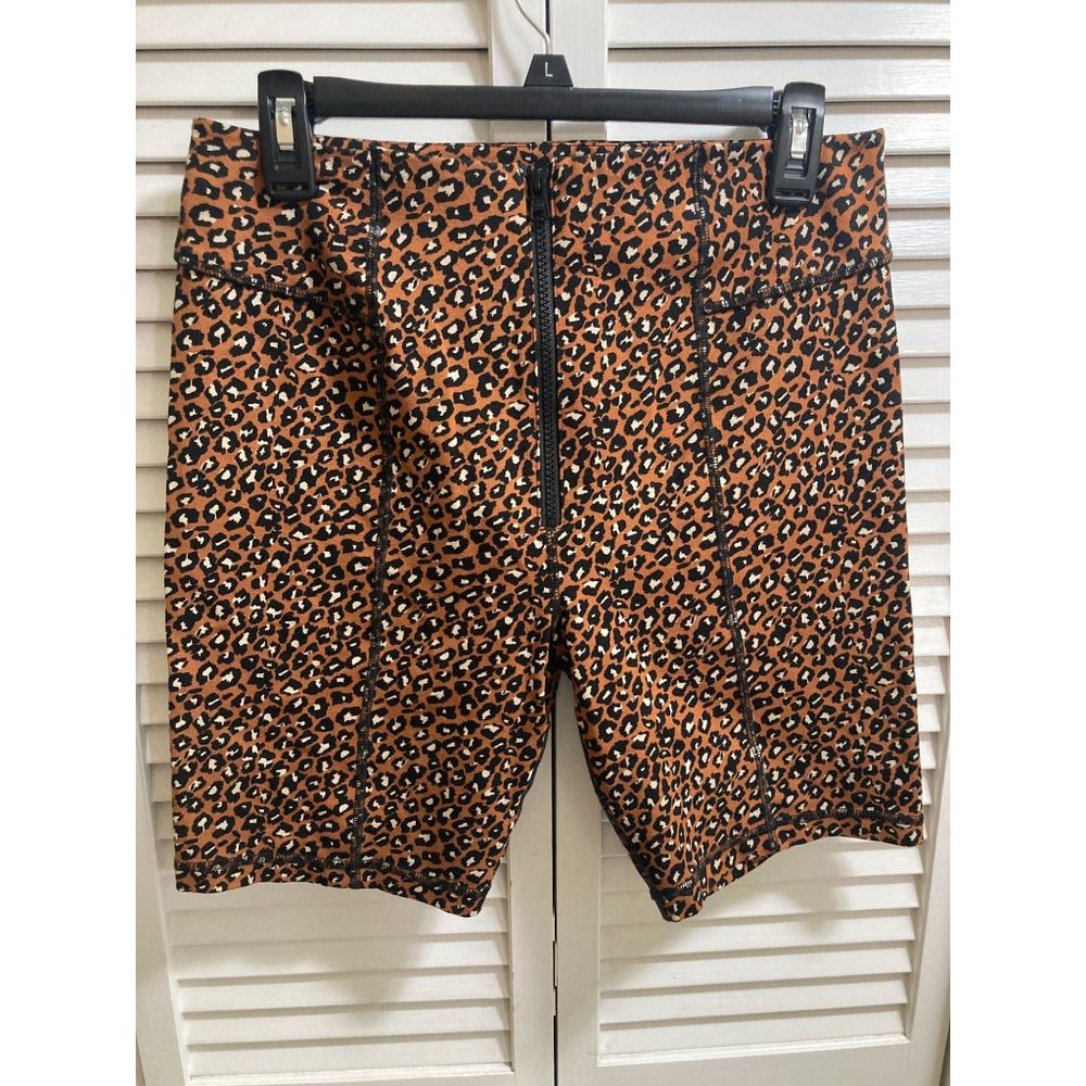 Free People Lucky Strike Bike Shorts Animal Print Leopard Athleisure Size L
